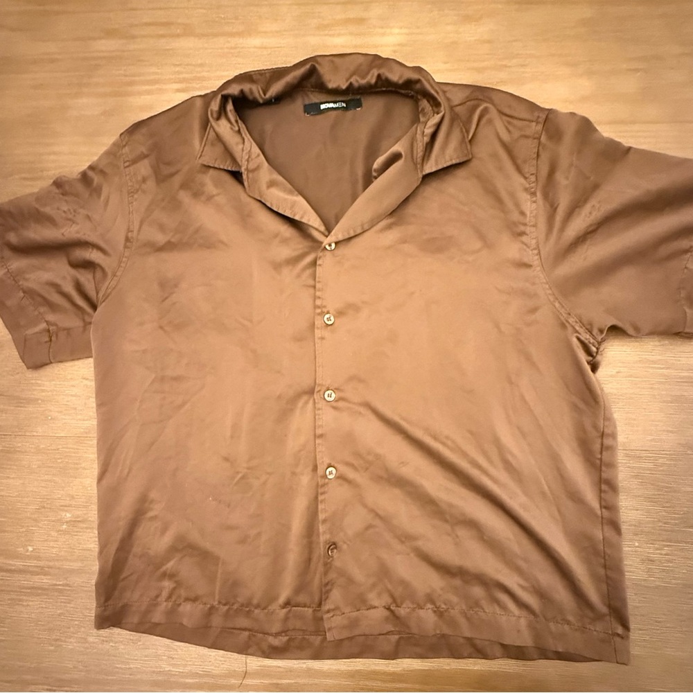 Fashion Nova Brown Casual Button Down Shirt
